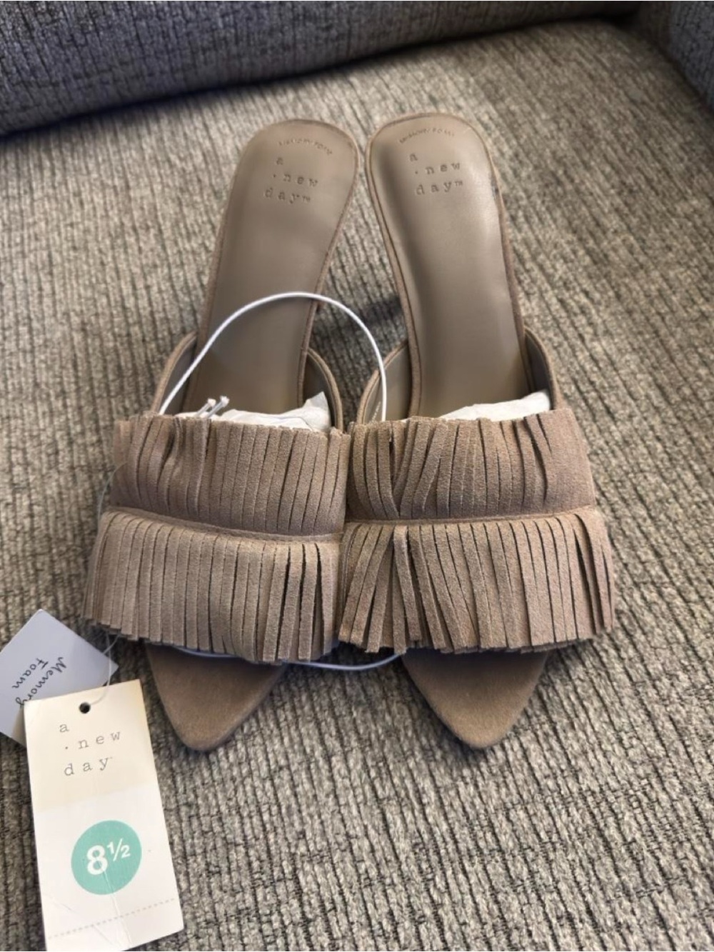 a new day Taupe Fringe Slide Mules
